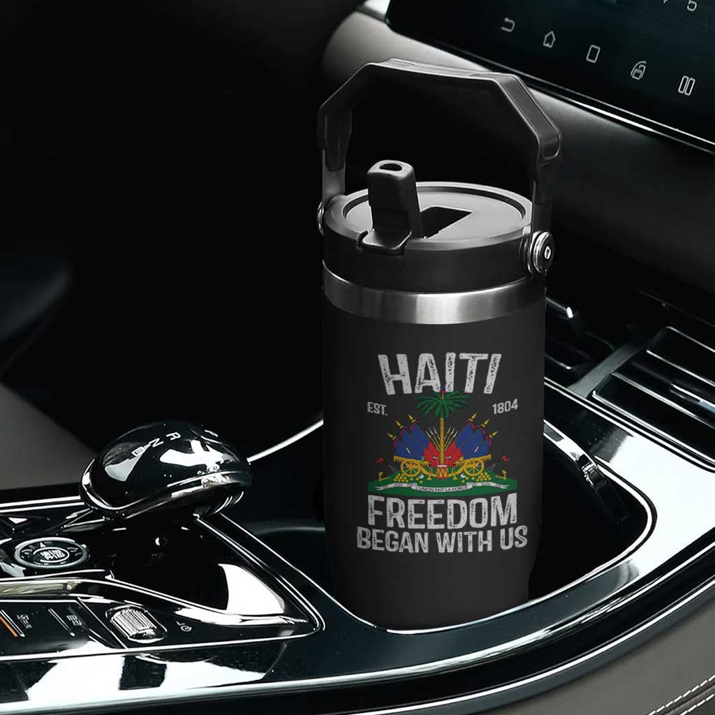 Haiti Freedom Began With Us Flip Straw Tumbler Haitian Flag Day TS11 Print Your Wear