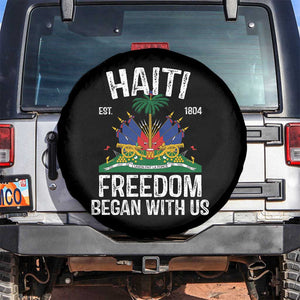 Haiti Freedom Began With Us Spare Tire Cover Haitian Flag Day TS11 No hole Black Print Your Wear