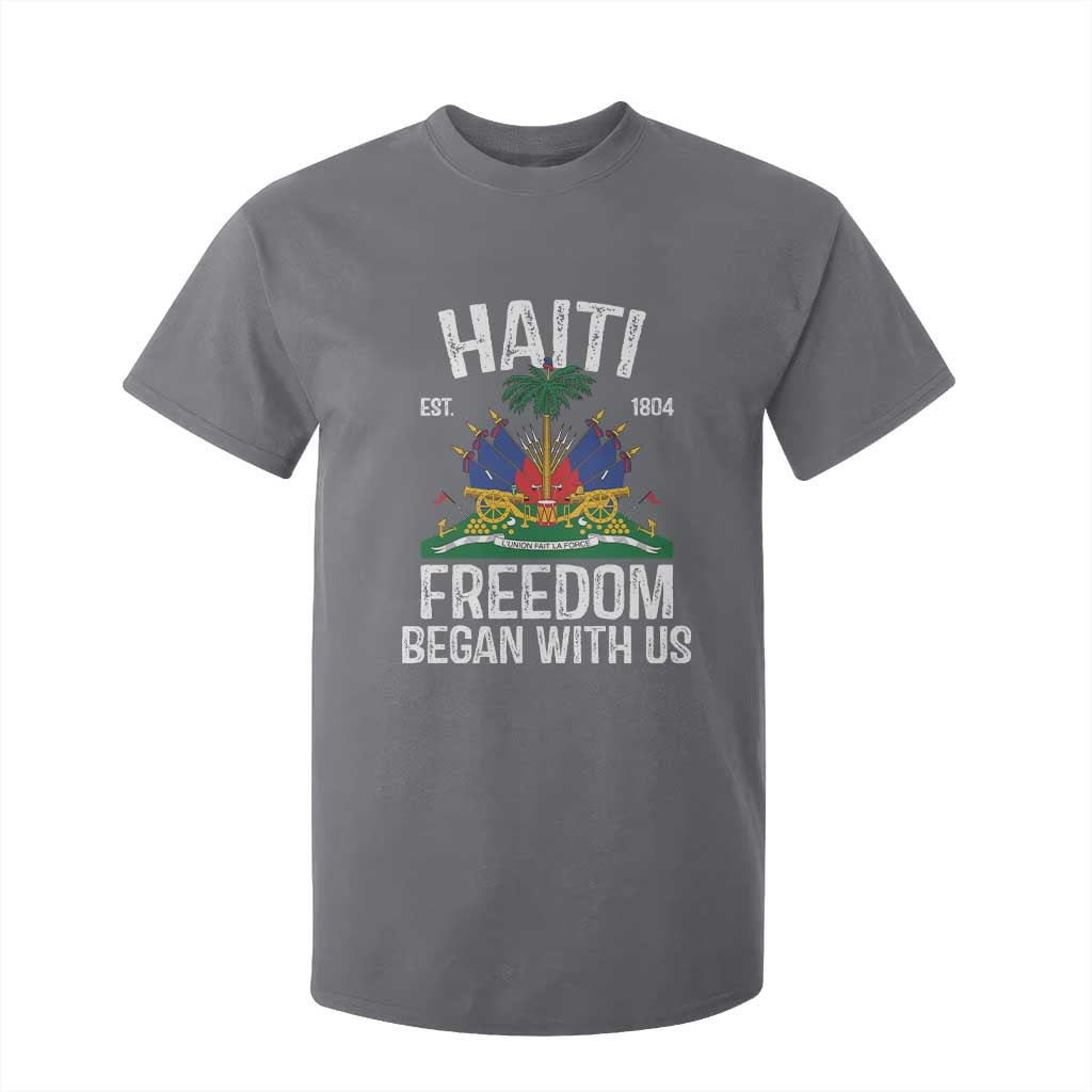 Haiti Freedom Began With Us T Shirt For Kid Haitian Flag Day TS11 Charcoal Print Your Wear