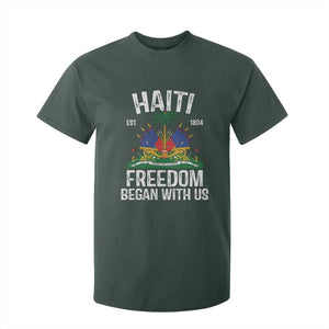 Haiti Freedom Began With Us T Shirt For Kid Haitian Flag Day TS11 Dark Forest Green Print Your Wear