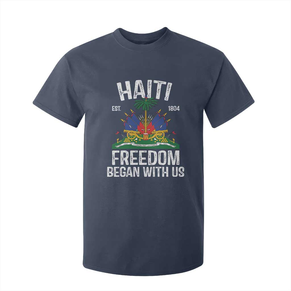 Haiti Freedom Began With Us T Shirt For Kid Haitian Flag Day TS11 Navy Print Your Wear