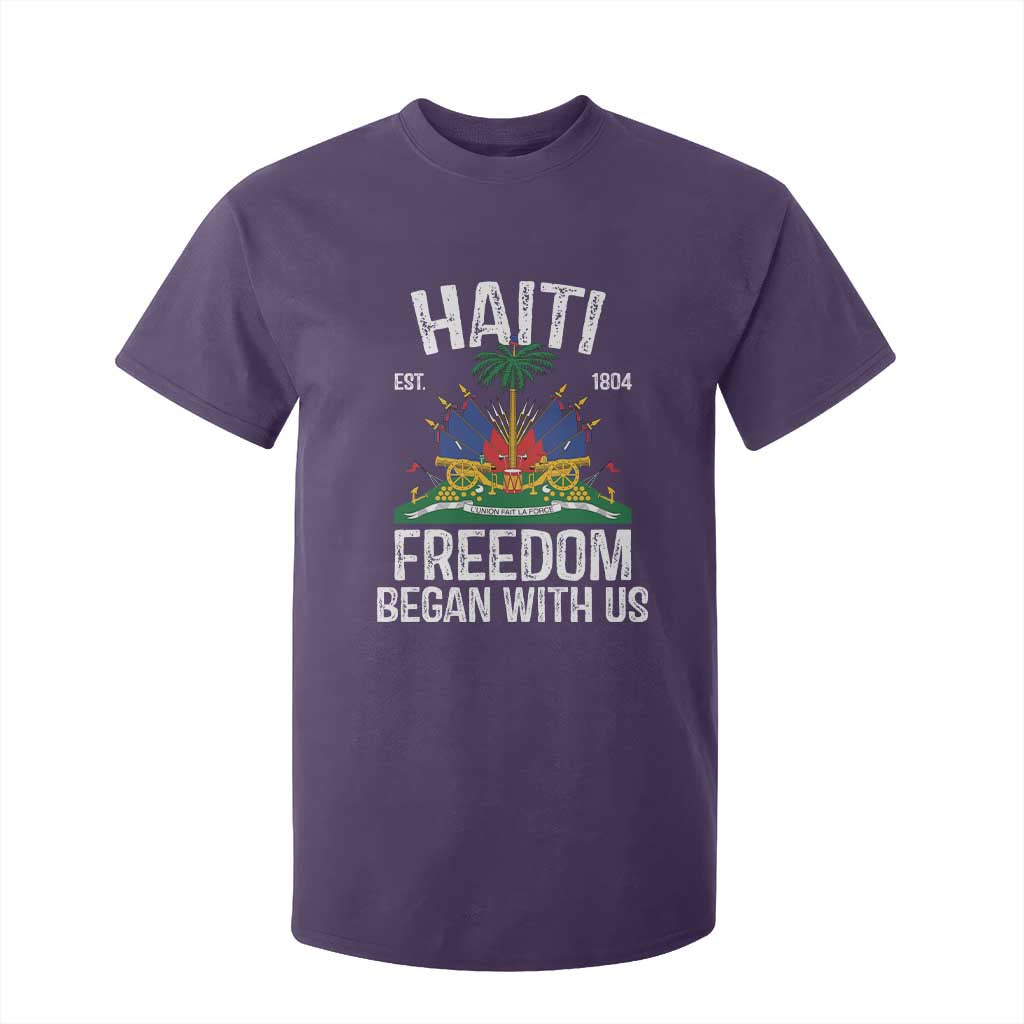 Haiti Freedom Began With Us T Shirt For Kid Haitian Flag Day TS11 Purple Print Your Wear