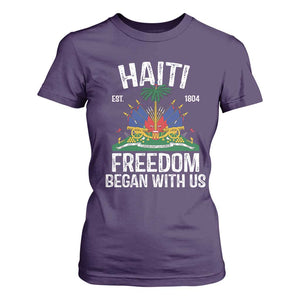 Haiti Freedom Began With Us T Shirt For Women Haitian Flag Day TS11 Purple Print Your Wear