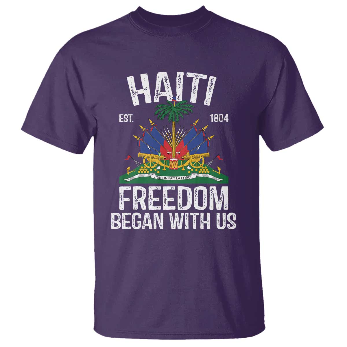 Haiti Freedom Began With Us T Shirt Haitian Flag Day TS11 Purple Print Your Wear