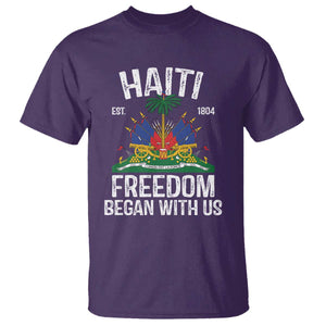 Haiti Freedom Began With Us T Shirt Haitian Flag Day TS11 Purple Print Your Wear