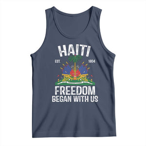 Haiti Freedom Began With Us Tank Top Haitian Flag Day TS11 Navy Print Your Wear