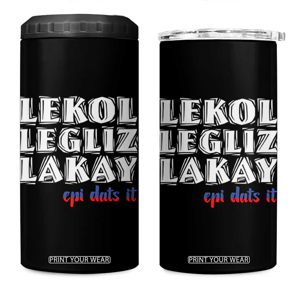 Haitian Pride 4 in 1 Can Cooler Tumbler Haitian Lekol Legliz Lakay Haiti Flag Creole Saying TS11 One Size: 16 oz Black Print Your Wear