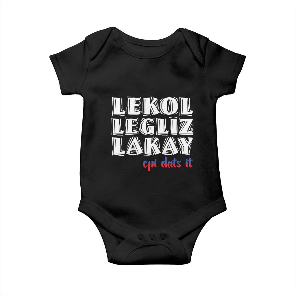 Haitian Pride Baby Onesie Haitian Lekol Legliz Lakay Haiti Flag Creole Saying TS11 Black Print Your Wear