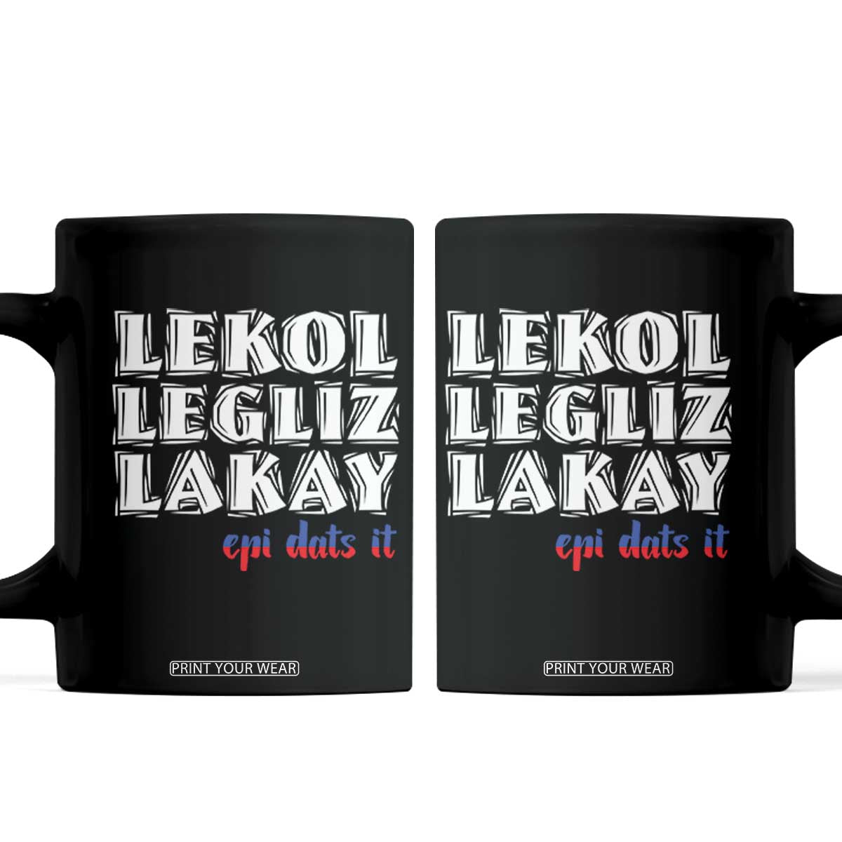 Haitian Pride Coffee Mug Haitian Lekol Legliz Lakay Haiti Flag Creole Saying TS11 Black Print Your Wear