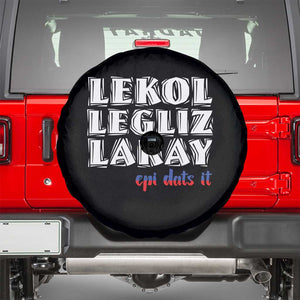 Haitian Pride Spare Tire Cover Haitian Lekol Legliz Lakay Haiti Flag Creole Saying TS11 Black Print Your Wear