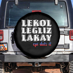 Haitian Pride Spare Tire Cover Haitian Lekol Legliz Lakay Haiti Flag Creole Saying TS11 No hole Black Print Your Wear