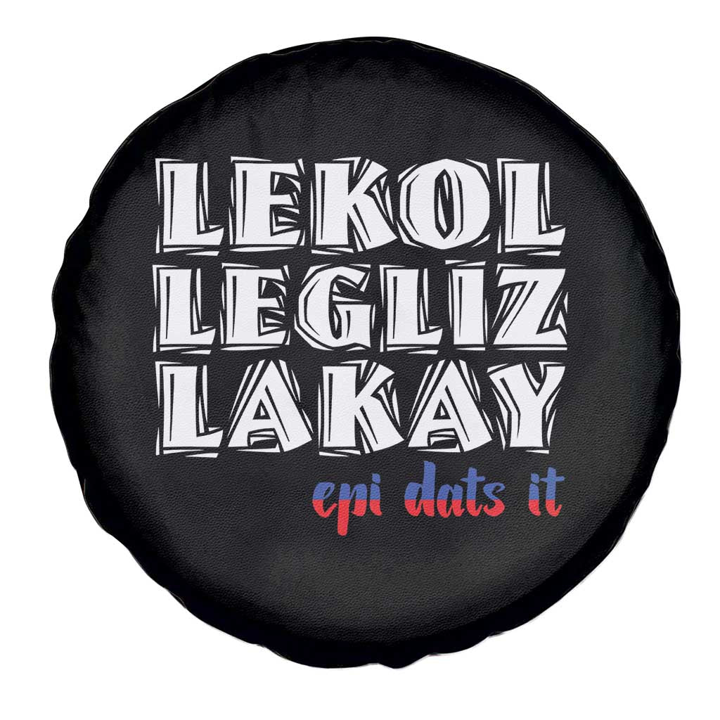 Haitian Pride Spare Tire Cover Haitian Lekol Legliz Lakay Haiti Flag Creole Saying TS11 Print Your Wear