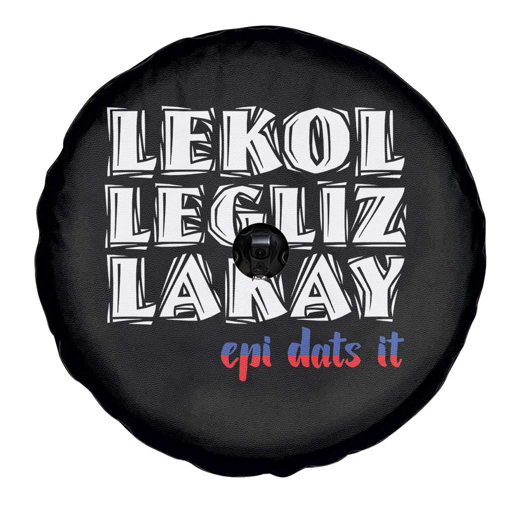 Haitian Pride Spare Tire Cover Haitian Lekol Legliz Lakay Haiti Flag Creole Saying TS11 Print Your Wear