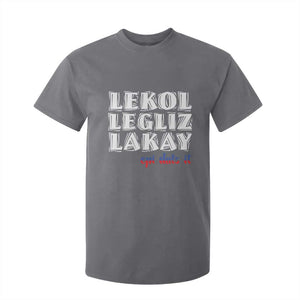 Haitian Pride T Shirt For Kid Haitian Lekol Legliz Lakay Haiti Flag Creole Saying TS11 Charcoal Print Your Wear