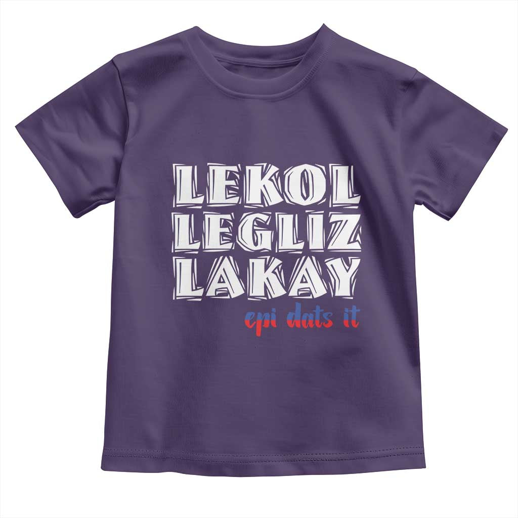 Haitian Pride Toddler T Shirt Haitian Lekol Legliz Lakay Haiti Flag Creole Saying TS11 Purple Print Your Wear