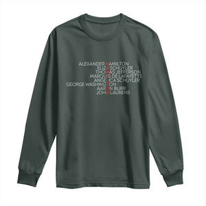 Hamilton Eliza Jefferson Angelica & Burr Names Long Sleeve Shirt TS10 Dark Forest Green Print Your Wear