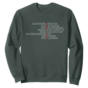Hamilton Eliza Jefferson Angelica & Burr Names Sweatshirt TS10 Dark Forest Green Print Your Wear