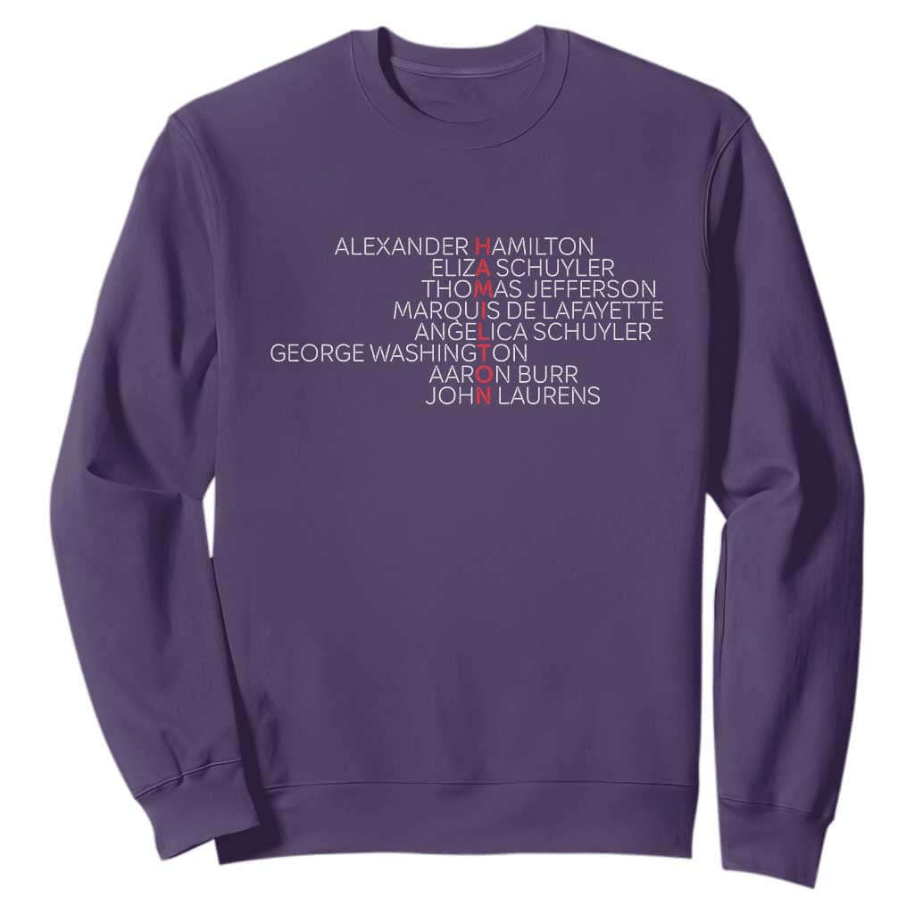 Hamilton Eliza Jefferson Angelica & Burr Names Sweatshirt TS10 Purple Print Your Wear