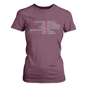 Hamilton Eliza Jefferson Angelica & Burr Names T Shirt For Women TS10 Maroon Print Your Wear
