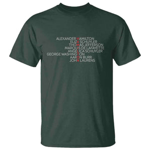 Hamilton Eliza Jefferson Angelica & Burr Names T Shirt TS10 Dark Forest Green Print Your Wear