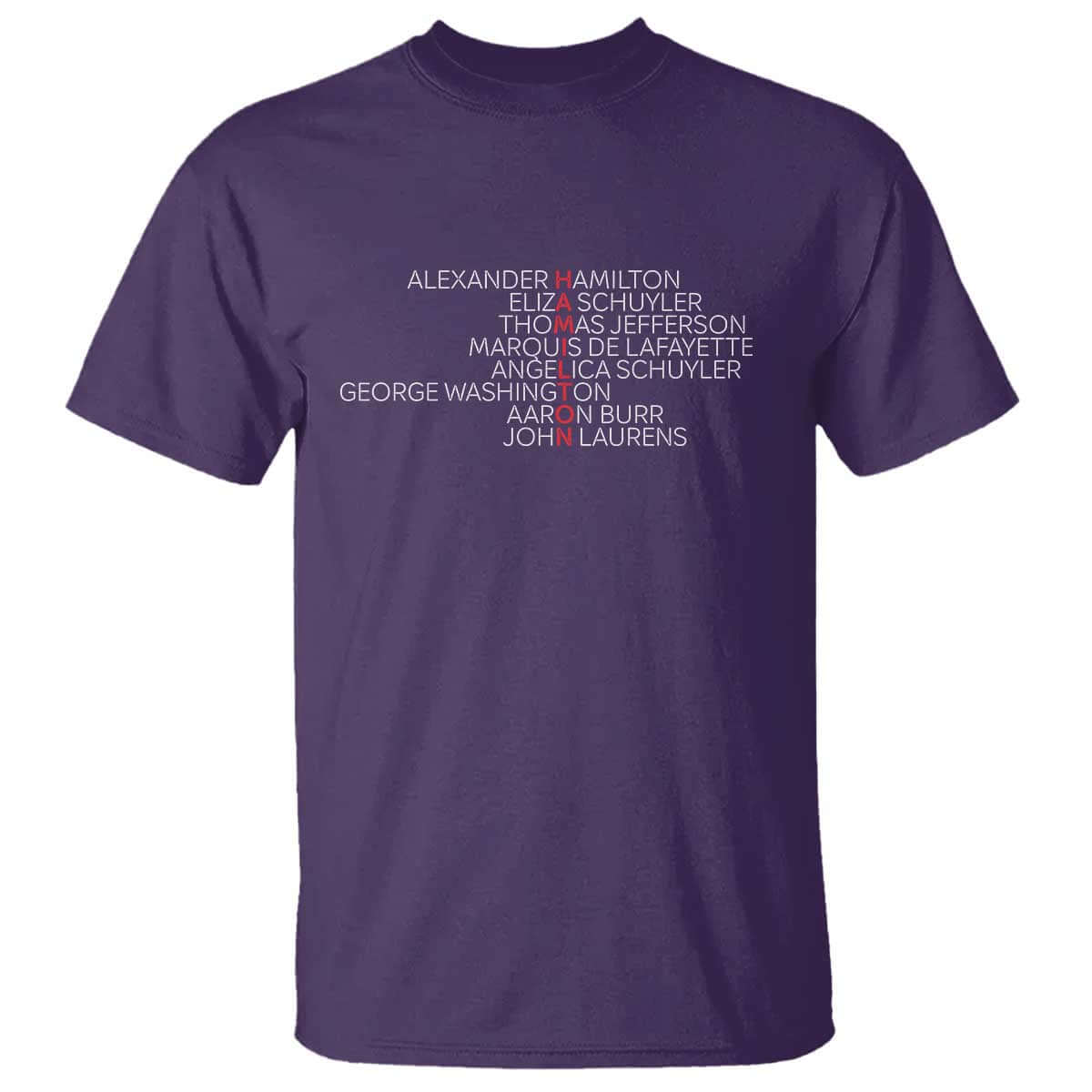 Hamilton Eliza Jefferson Angelica & Burr Names T Shirt TS10 Purple Print Your Wear