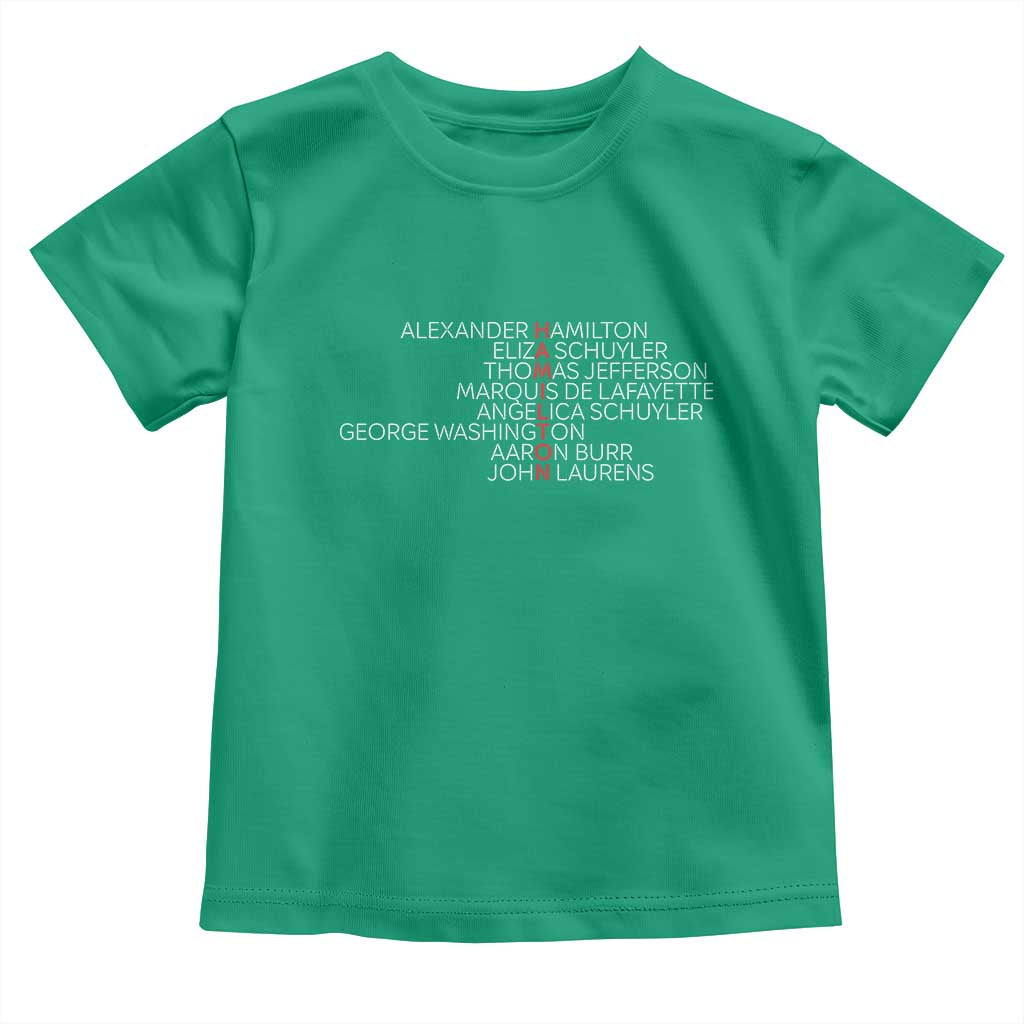 Hamilton Eliza Jefferson Angelica & Burr Names Toddler T Shirt TS10 Irish Green Print Your Wear