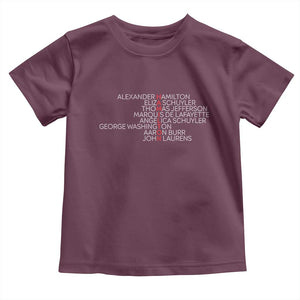 Hamilton Eliza Jefferson Angelica & Burr Names Toddler T Shirt TS10 Maroon Print Your Wear