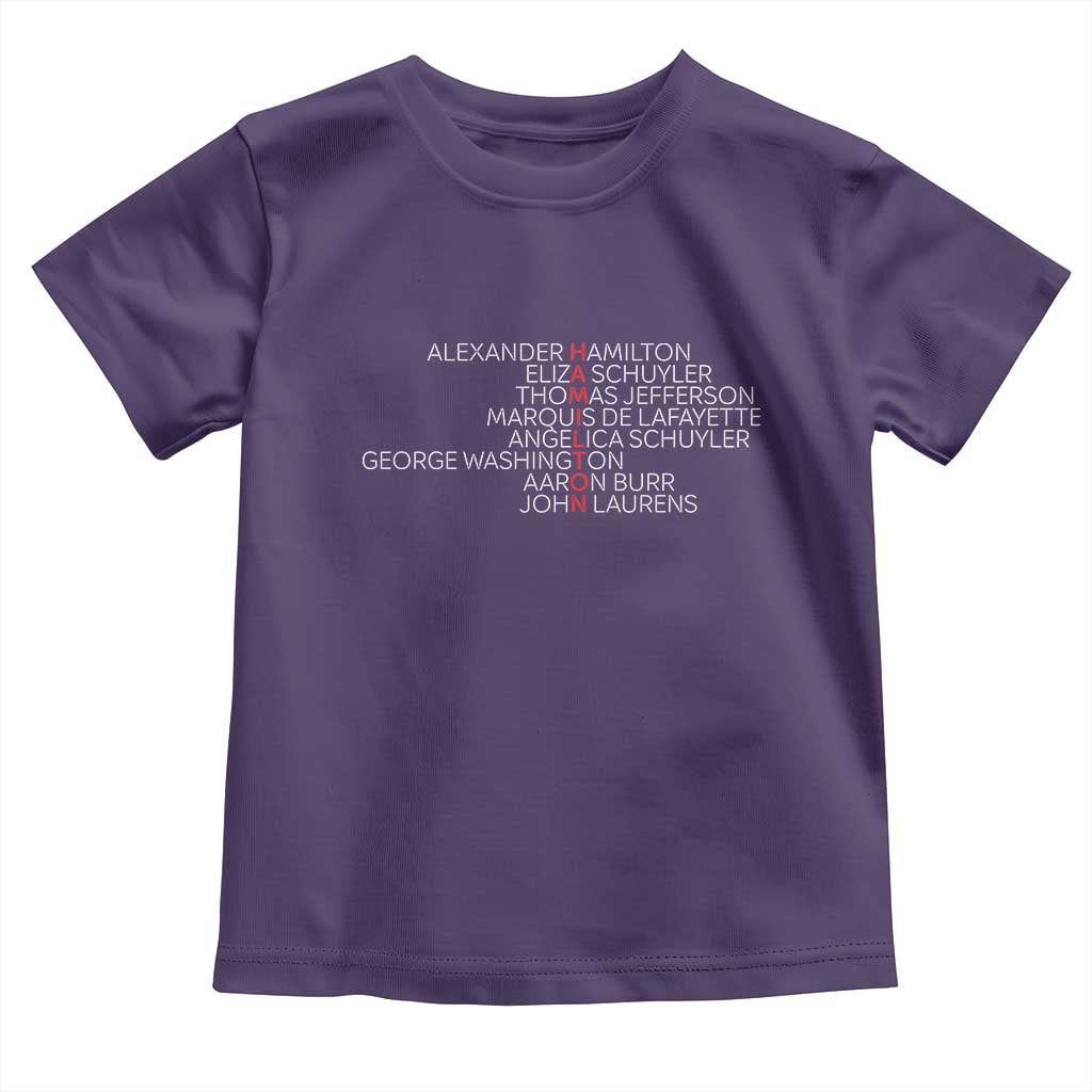 Hamilton Eliza Jefferson Angelica & Burr Names Toddler T Shirt TS10 Purple Print Your Wear