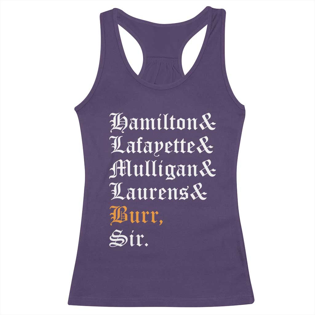 Hamilton Laurens Lafayette Mulligan Burr Sir Racerback Tank Top TS10 Purple Print Your Wear