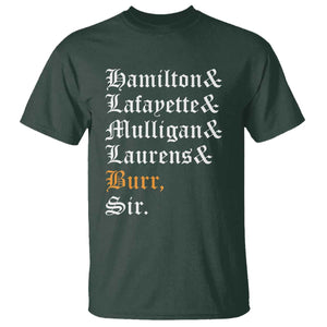 Hamilton Laurens Lafayette Mulligan Burr Sir T Shirt TS10 Dark Forest Green Print Your Wear