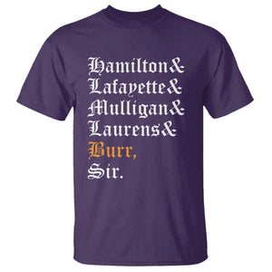 Hamilton Laurens Lafayette Mulligan Burr Sir T Shirt TS10 Purple Print Your Wear