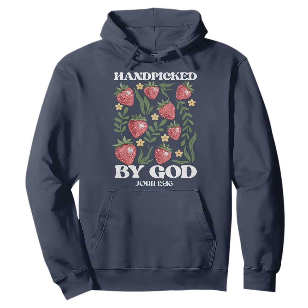 Handpicked By God Hoodie Religious Christian Bible Verse Strawberries TS11 Navy Print Your Wear