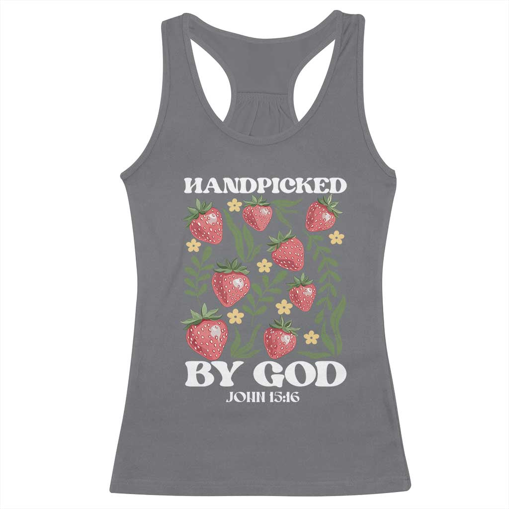 Handpicked By God Racerback Tank Top Religious Christian Bible Verse Strawberries TS11 Charcoal Print Your Wear