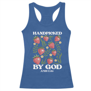 Handpicked By God Racerback Tank Top Religious Christian Bible Verse Strawberries TS11 Royal Blue Print Your Wear