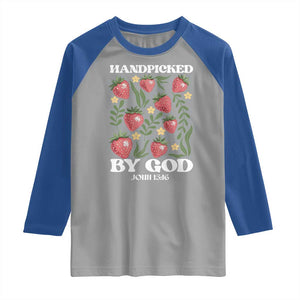 Handpicked By God Raglan Shirt Religious Christian Bible Verse Strawberries TS11 Sport Gray Royal Print Your Wear