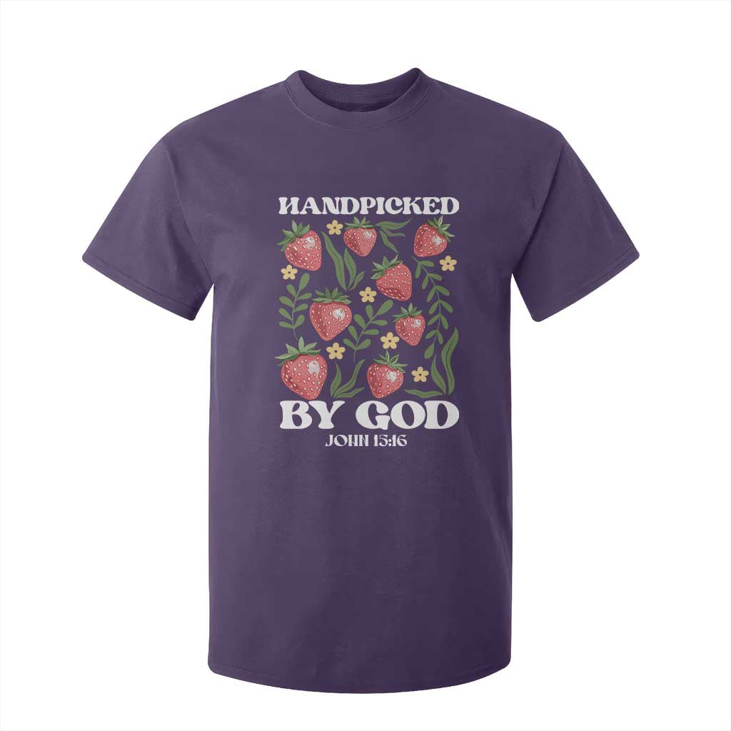 Handpicked By God T Shirt For Kid Religious Christian Bible Verse Strawberries TS11 Purple Print Your Wear