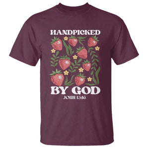 Handpicked By God T Shirt Religious Christian Bible Verse Strawberries TS11 Maroon Print Your Wear