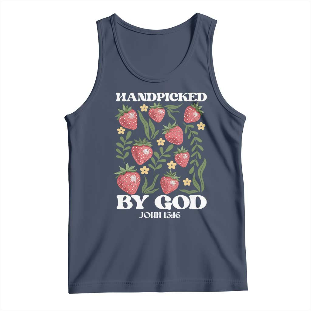 Handpicked By God Tank Top Religious Christian Bible Verse Strawberries TS11 Navy Print Your Wear