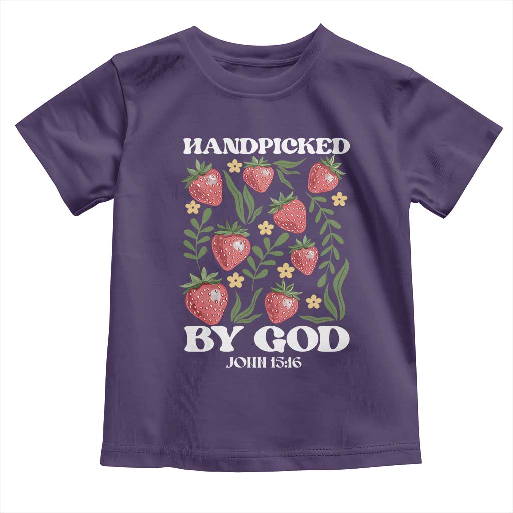 Handpicked By God Toddler T Shirt Religious Christian Bible Verse Strawberries TS11 Purple Print Your Wear