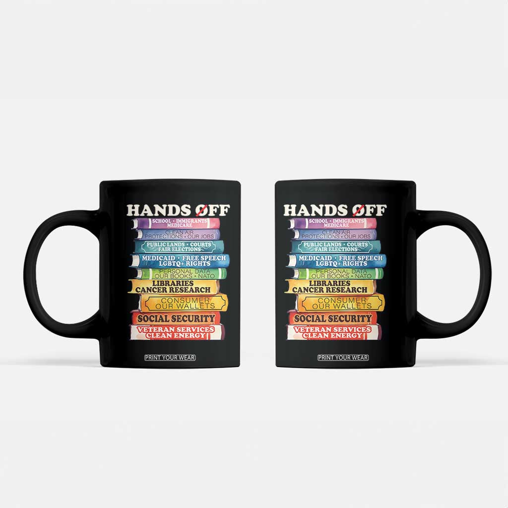 Hands Off Coffee Mug Social Security And Medicare Protest Colorful Books TS11 Black Print Your Wear