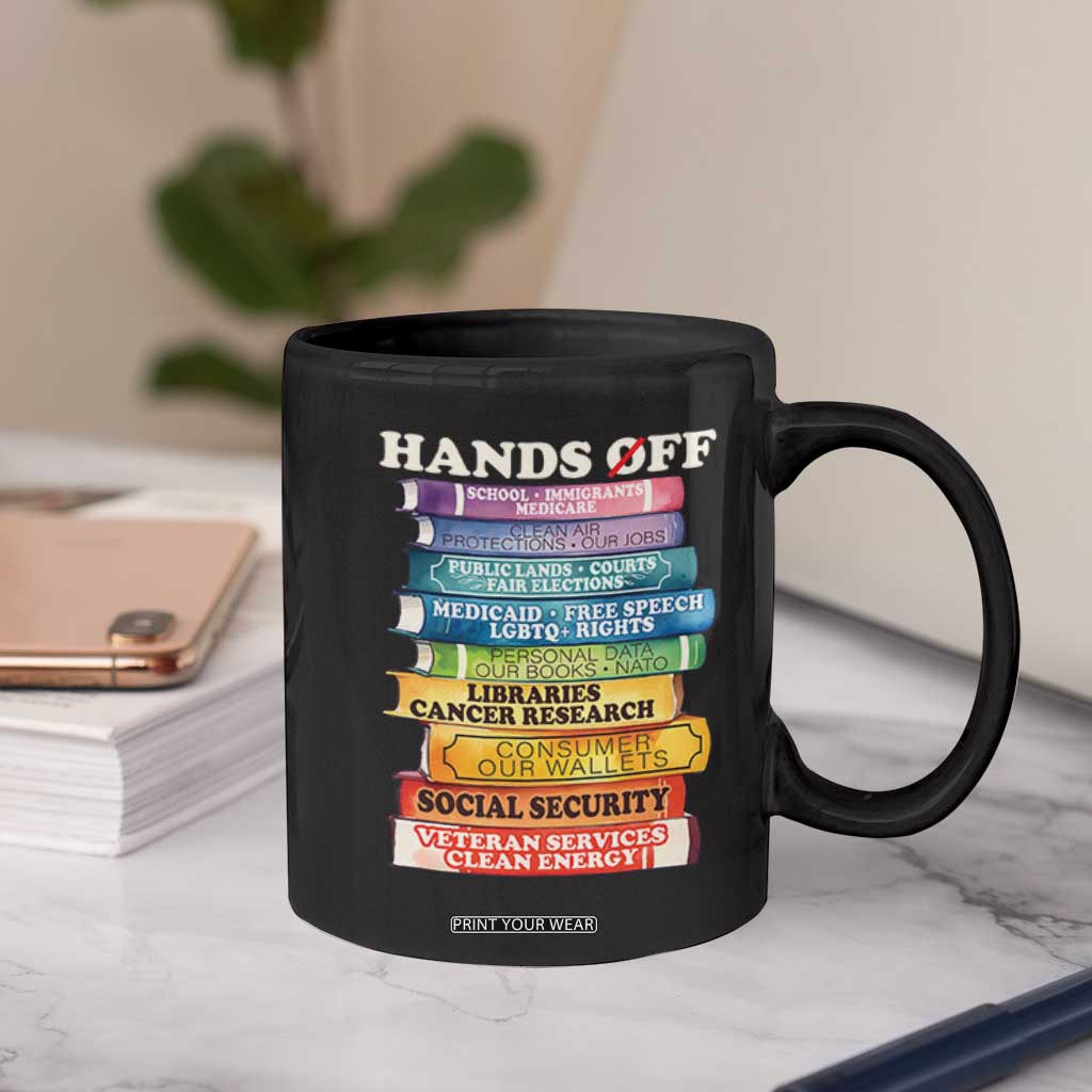 Hands Off Coffee Mug Social Security And Medicare Protest Colorful Books TS11 Print Your Wear