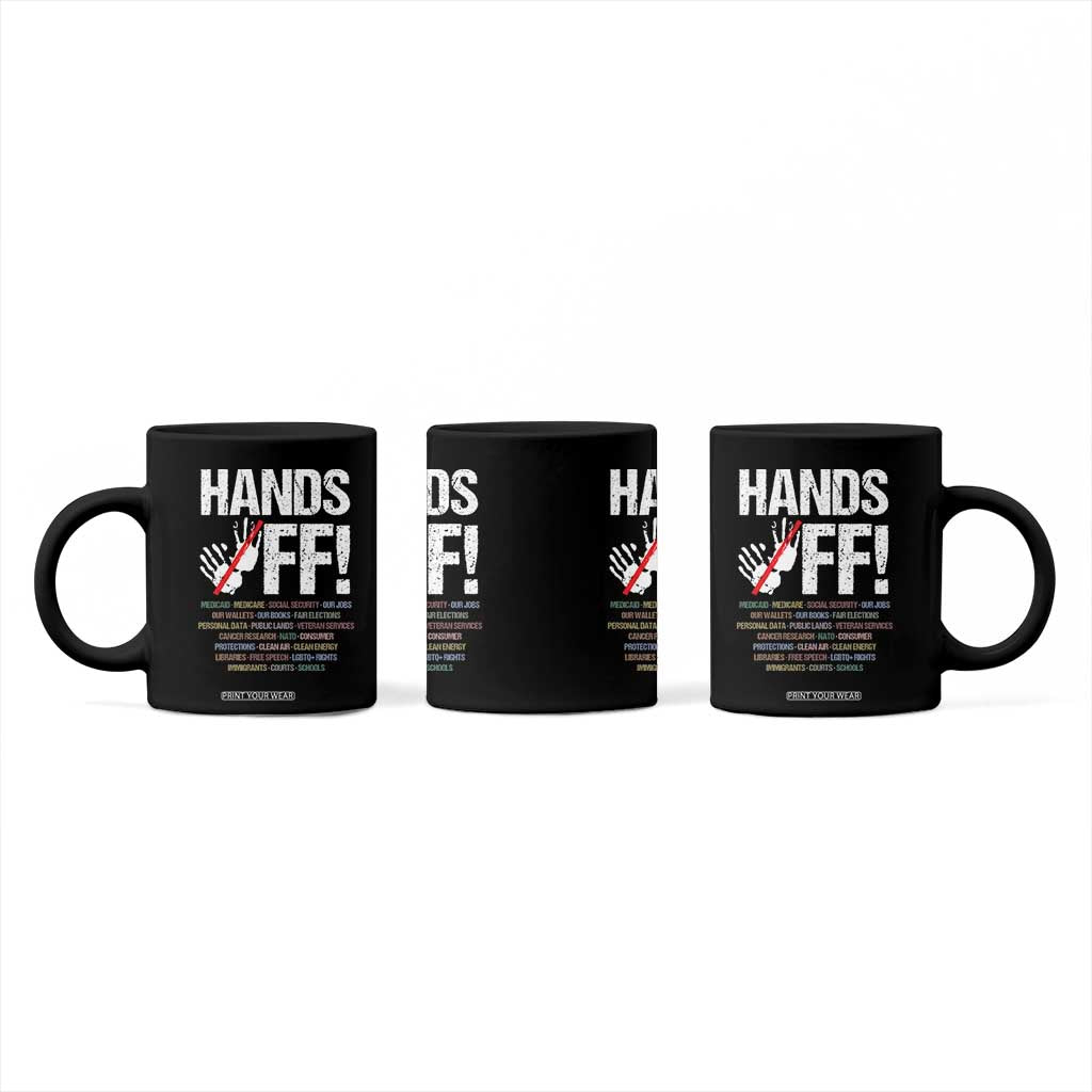 Hands Off Coffee Mug Social Security And Medicare Protest Vintage Hand Print TS11 Print Your Wear