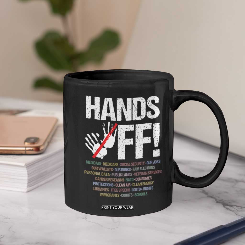 Hands Off Coffee Mug Social Security And Medicare Protest Vintage Hand Print TS11 Print Your Wear
