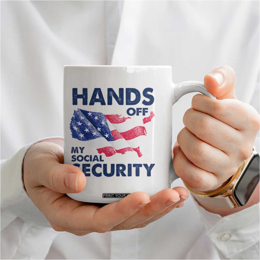 Hands Off My Social Security Coffee Mug Patriotic USA Retirement Protection American Flag TS02 Print Your Wear