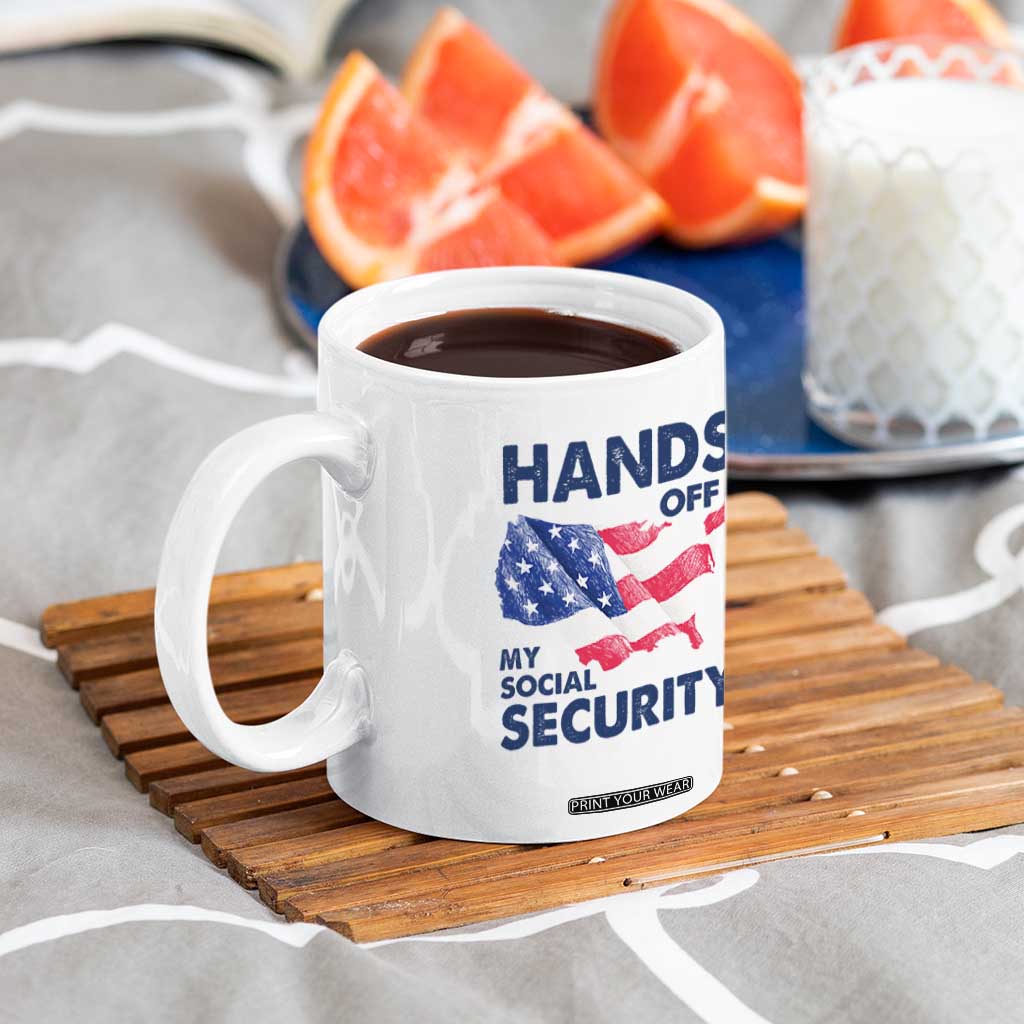 Hands Off My Social Security Coffee Mug Patriotic USA Retirement Protection American Flag TS02 Print Your Wear
