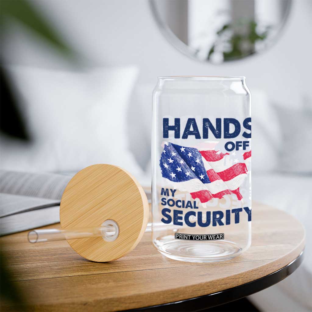 Hands Off My Social Security Glass Can Patriotic USA Retirement Protection American Flag TS02 Print Your Wear