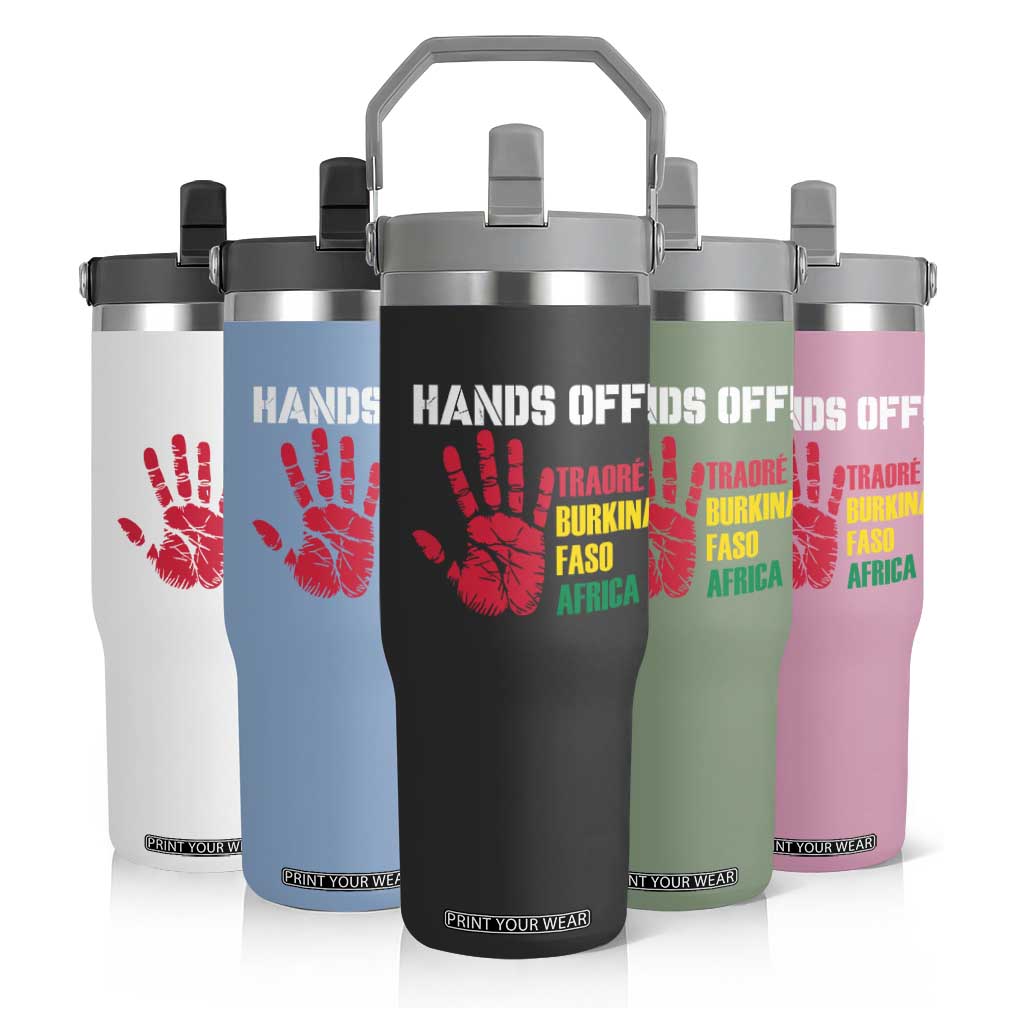 Hands Off Traoré Burkina Faso Africa Flip Straw Tumbler TS02 Print Your Wear