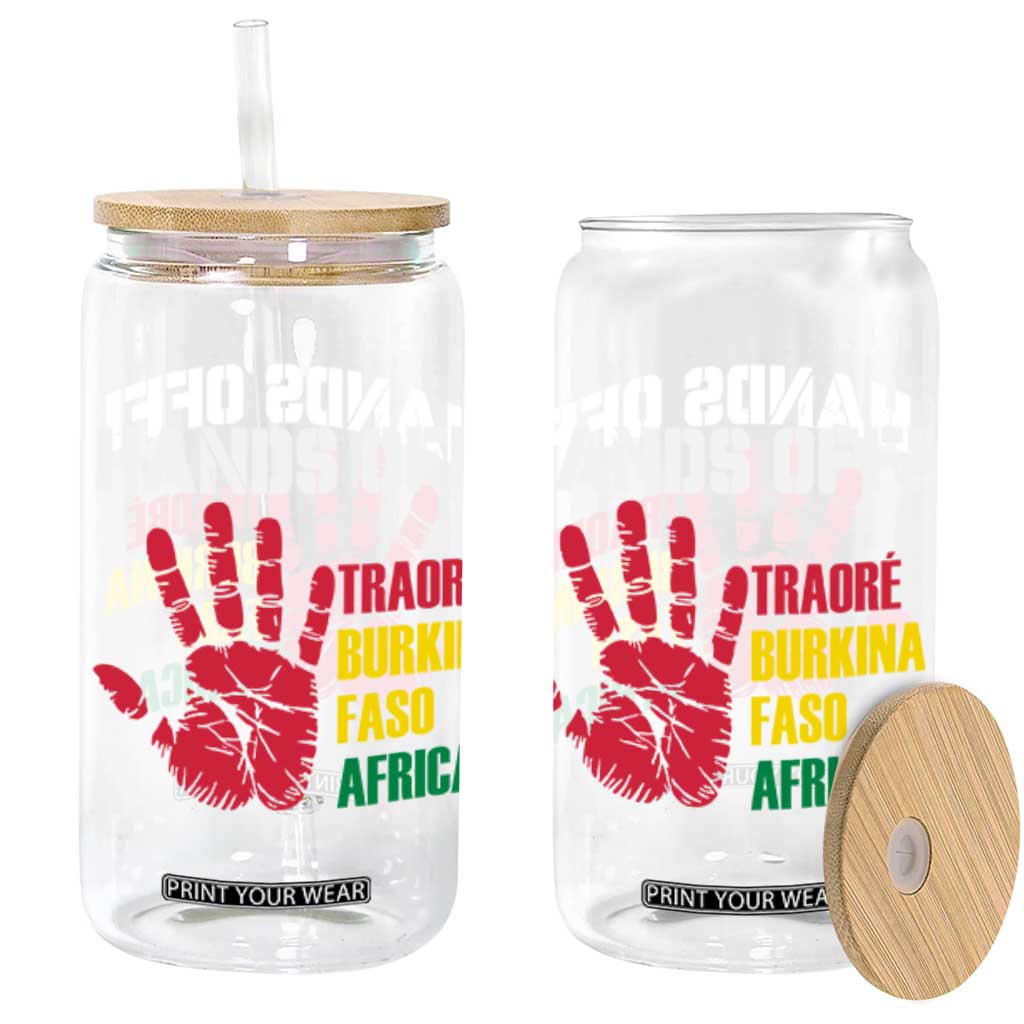 Hands Off Traoré Burkina Faso Africa Glass Can TS02 Black Print Your Wear