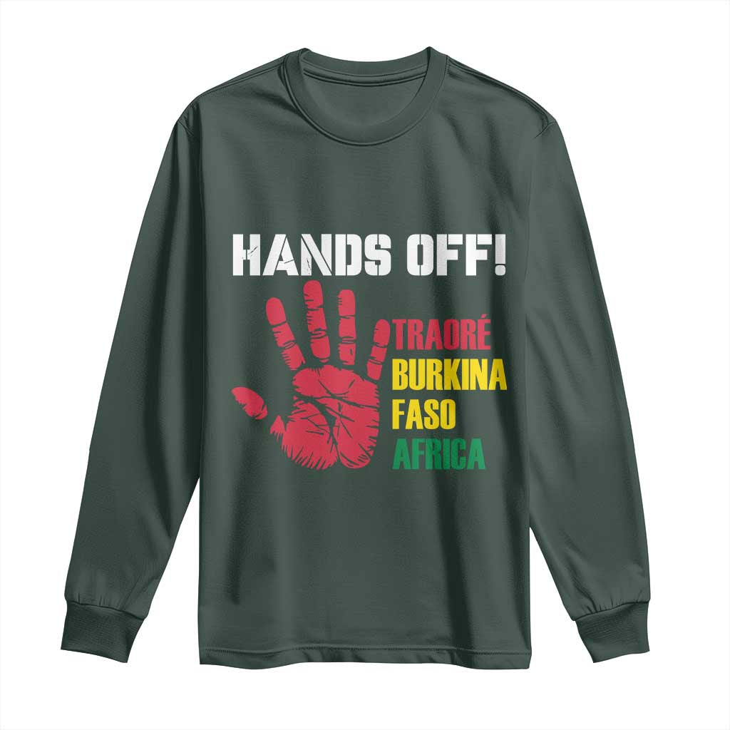 Hands Off Traoré Burkina Faso Africa Long Sleeve Shirt TS02 Dark Forest Green Print Your Wear