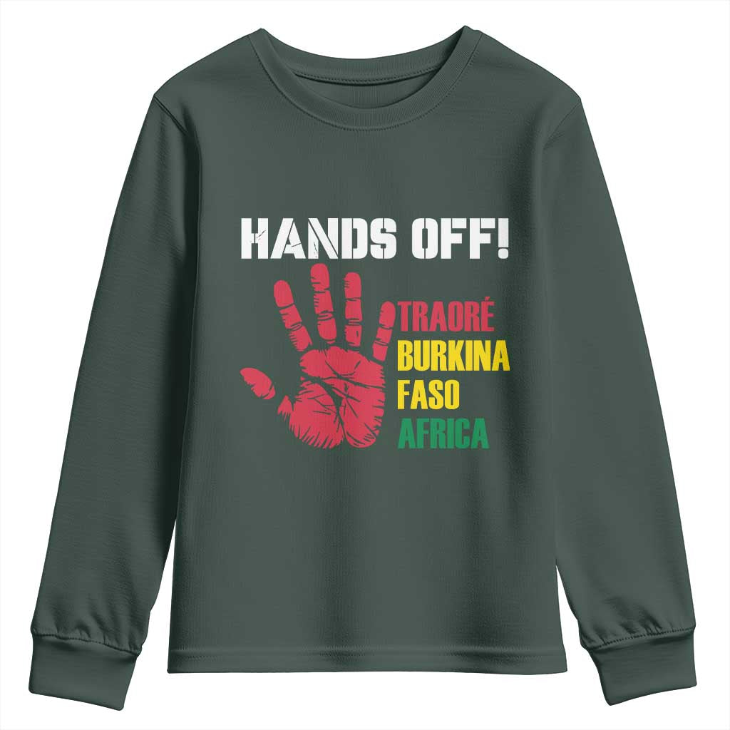 Hands Off Traoré Burkina Faso Africa Youth Sweatshirt TS02 Dark Forest Green Print Your Wear
